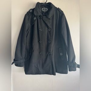 Black button up peacoat